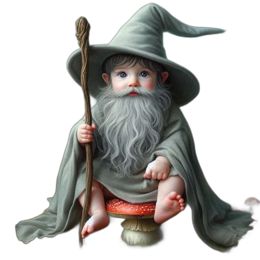 staff, hat, fantasy art, photorealistic transparent PNG cut-out