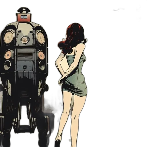 robot, comic book art, concept art, cyberpunk transparent PNG cut-out