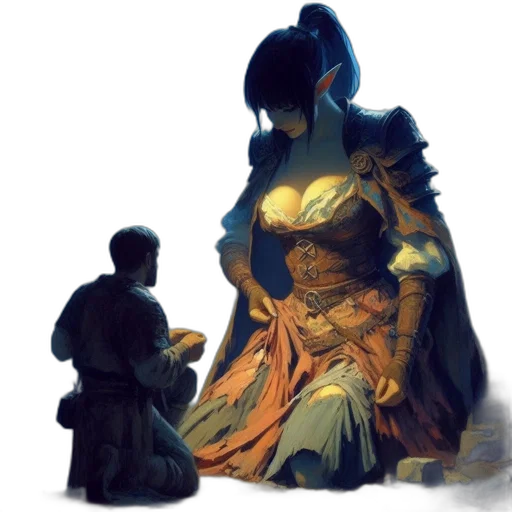 dress, sword, dragon, concept art transparent PNG cut-out
