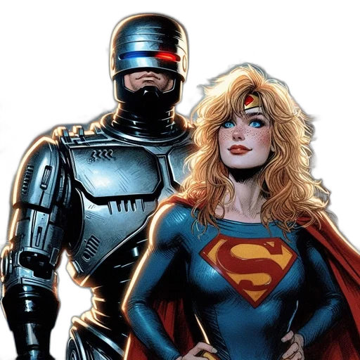 comic book art, concept art, robotic, figure transparent PNG cut-out