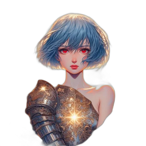 robot, dress, hair, sword transparent PNG cut-out