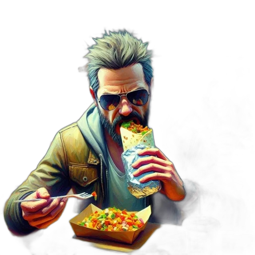 food, jacket, face, concept art transparent PNG cut-out