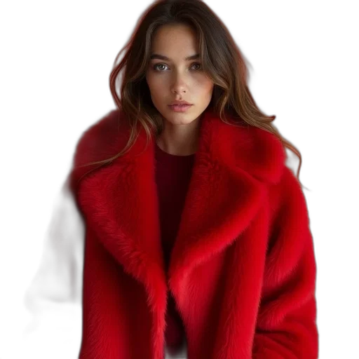 jacket, photorealistic, red, women transparent PNG cut-out