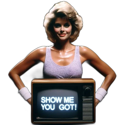 neon lights, woman, 1980s, era transparent PNG cut-out