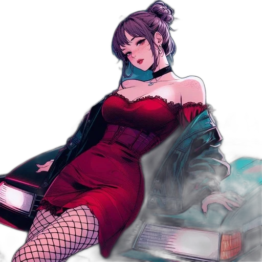 dress, robot, cyberpunk, vaporwave transparent PNG cut-out