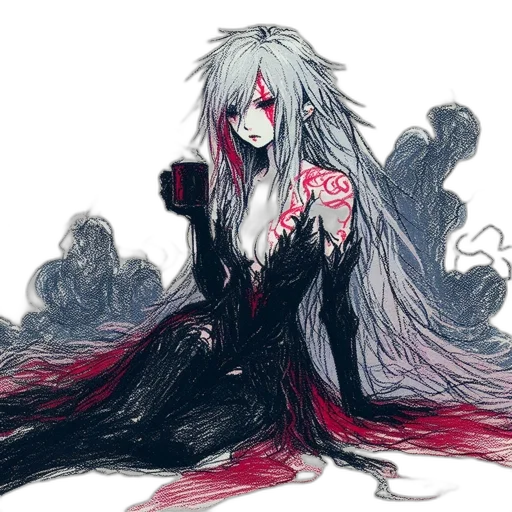 dress, flower, hair, concept art transparent PNG cut-out