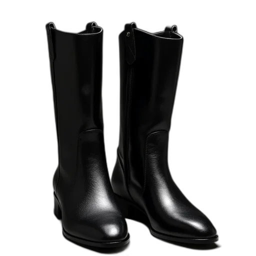 shoes, photorealistic, black, leather transparent PNG cut-out