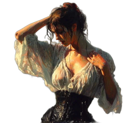 dress, oil painting, photorealistic, fantasy art transparent PNG cut-out