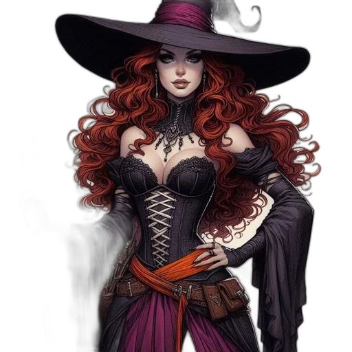 dress, hat, staff, jewelry transparent PNG cut-out