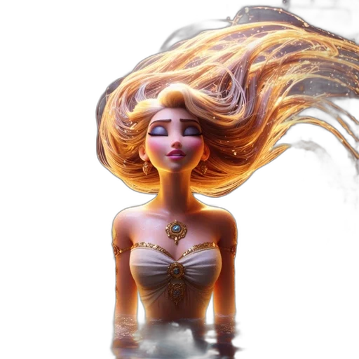 hair, crown, dress, fantasy art transparent PNG cut-out