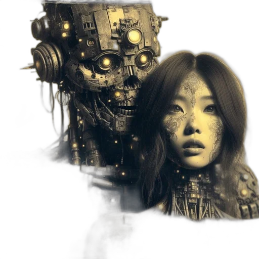 robot, face, concept art, cyberpunk transparent PNG cut-out