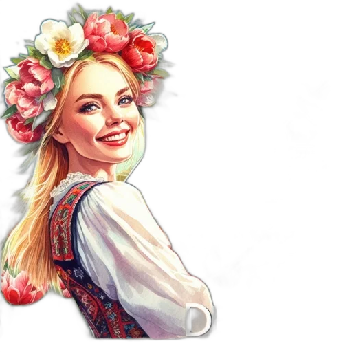 flower, face, dress, crown transparent PNG cut-out