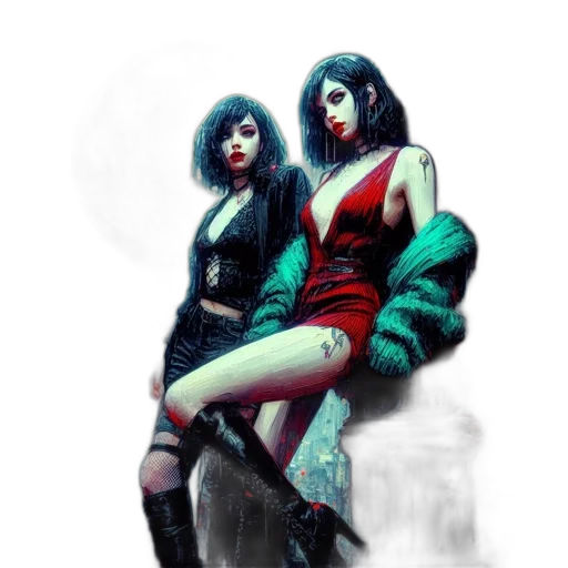 comic book art, concept art, cyberpunk, fantasy art transparent PNG cut-out