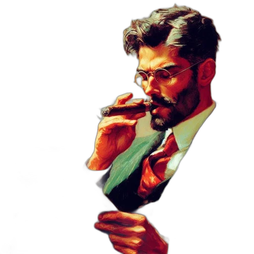 face, umbrella, comic book art, photorealistic transparent PNG cut-out