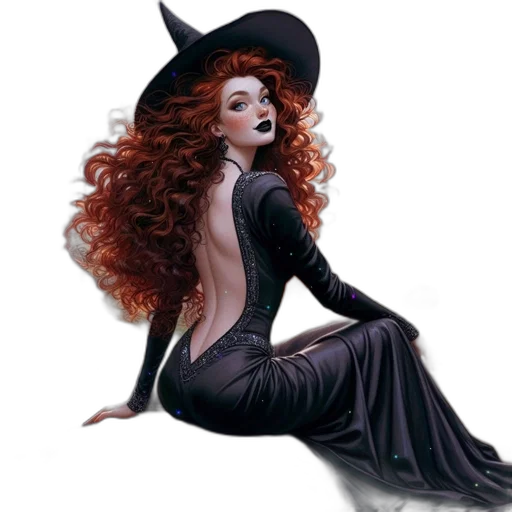 dress, hat, hair, fantasy art transparent PNG cut-out
