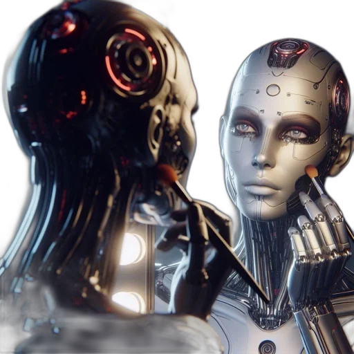 robot, cyberpunk, concept art, 3d render transparent PNG cut-out