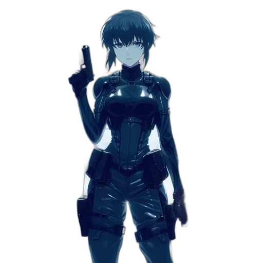 robot, weapon, jacket, cyberpunk transparent PNG cut-out