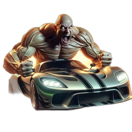 car, concept art, comic book art, 3d render transparent PNG cut-out
