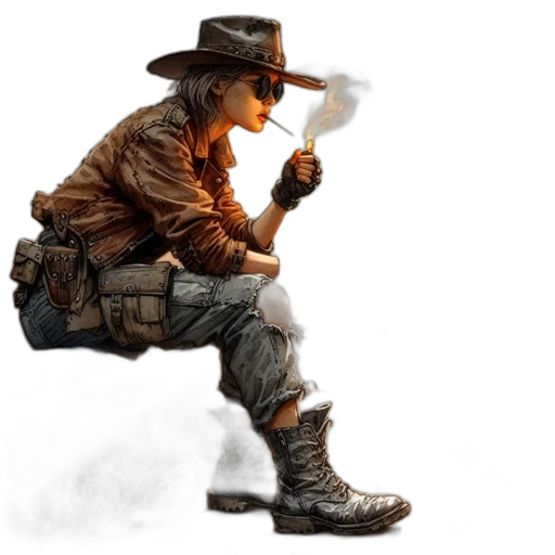 hat, weapon, staff, jacket transparent PNG cut-out
