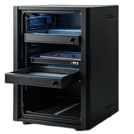 3d render, server, chassis, position transparent PNG cut-out