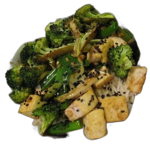food, bowl, broccoli, tofu transparent PNG cut-out