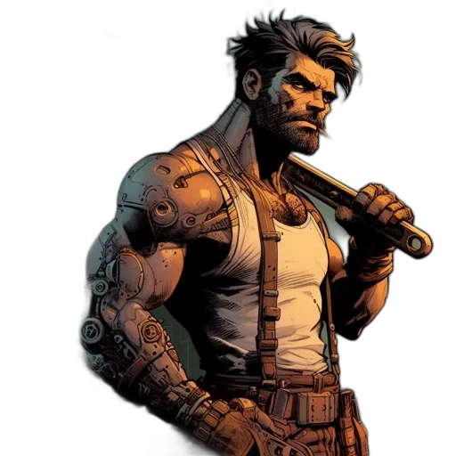 comic book art, concept art, earth tones, rugged transparent PNG cut-out