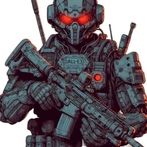 robot, weapon, jacket, concept art transparent PNG cut-out