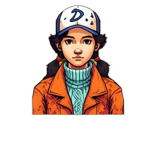 jacket, hat, face, staff transparent PNG cut-out