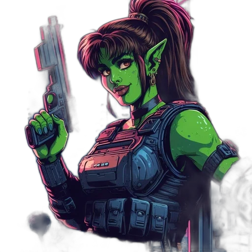 weapon, concept art, cyberpunk, comic book art transparent PNG cut-out