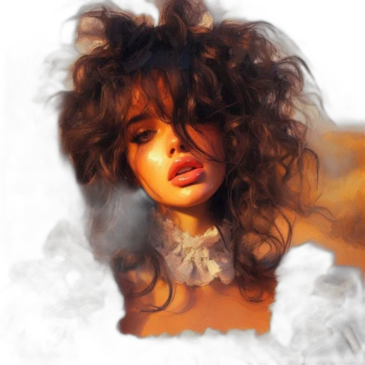 hair, face, photorealistic, oil painting transparent PNG cut-out