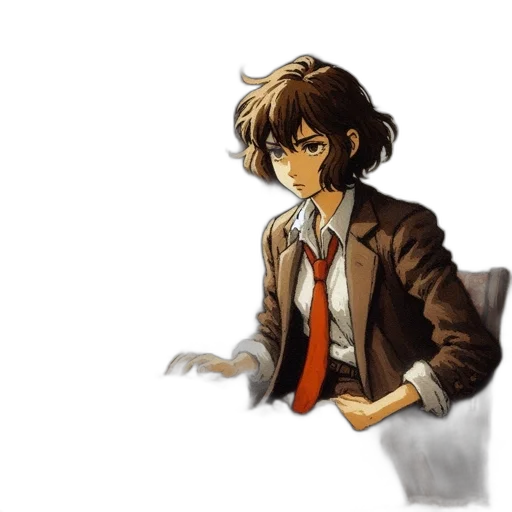 jacket, staff, weapon, face transparent PNG cut-out