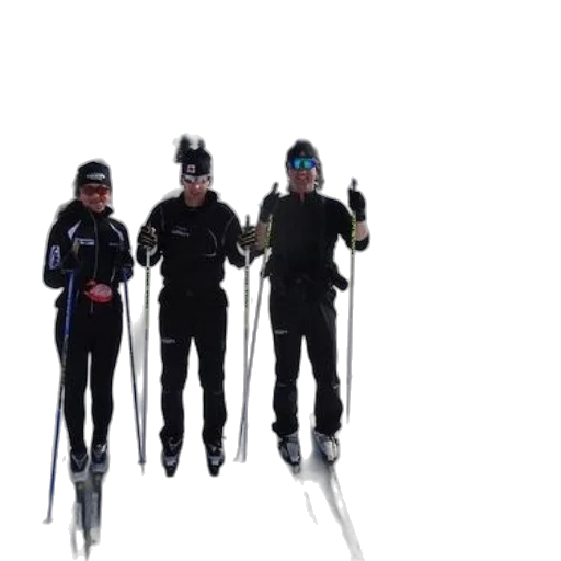 staff, three, skiers, pose transparent PNG cut-out