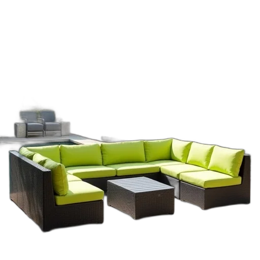 furniture, 3d render, photorealistic, green transparent PNG cut-out