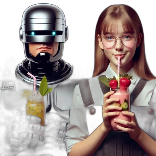 robot, concept art, cyberpunk, vaporwave transparent PNG cut-out