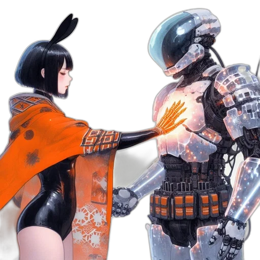 robot, weapon, concept art, cyberpunk transparent PNG cut-out