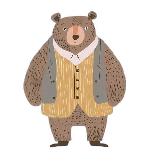 jacket, concept art, earth tones, bear transparent PNG cut-out