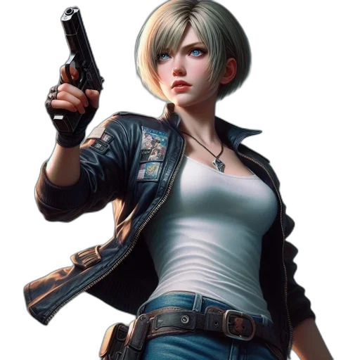 jacket, weapon, concept art, photorealistic transparent PNG cut-out