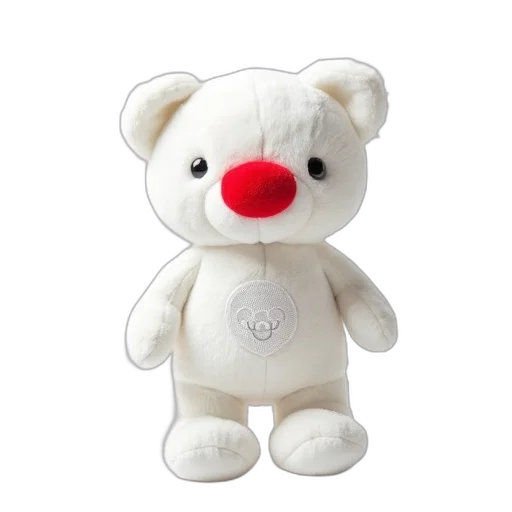 white, plush, toy, red transparent PNG cut-out