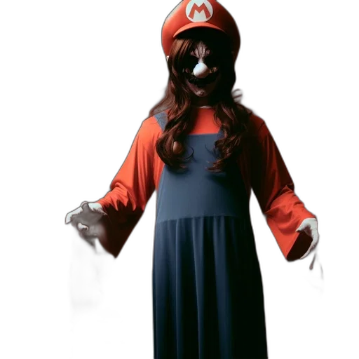 dress, mask, creature, staff transparent PNG cut-out