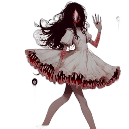 dress, creature, hair, mask transparent PNG cut-out