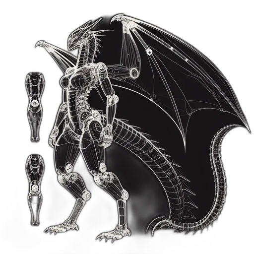 dragon, creature, staff, robot transparent PNG cut-out