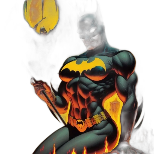 comic book art, concept art, fantasy art, batman transparent PNG cut-out