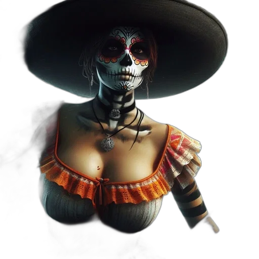 hat, mask, jewelry, staff transparent PNG cut-out