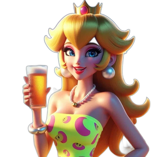 dress, crown, 3d render, pixel art transparent PNG cut-out
