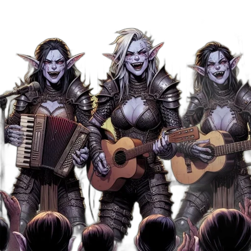 concept art, fantasy art, comic book art, three transparent PNG cut-out