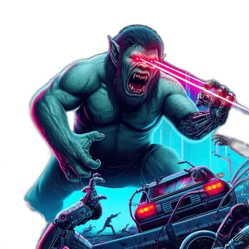 concept art, comic book art, cyberpunk, pixel art transparent PNG cut-out