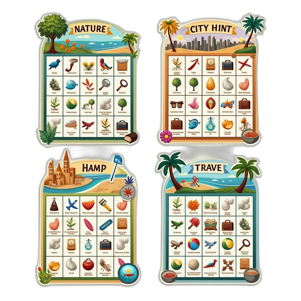 concept art, earth tones, set, four transparent PNG cut-out
