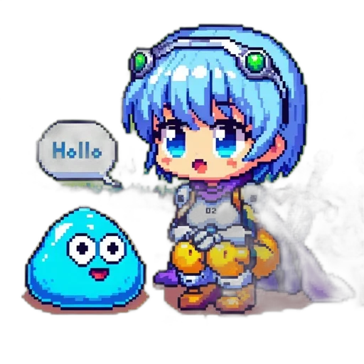 robot, pixel art, concept art, anime transparent PNG cut-out