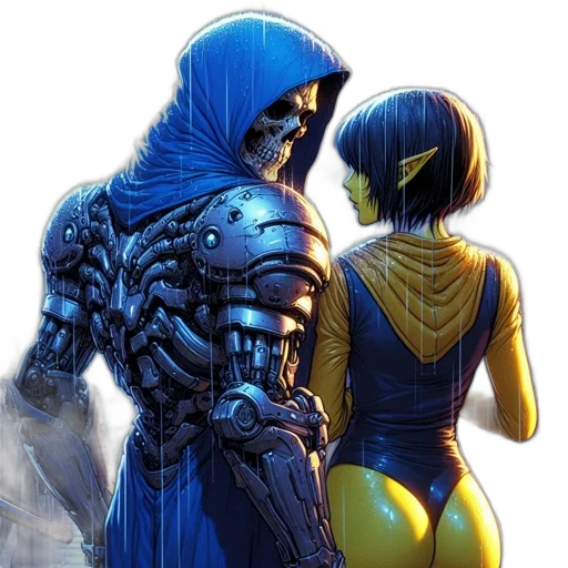 comic book art, concept art, cyberpunk, fantasy art transparent PNG cut-out