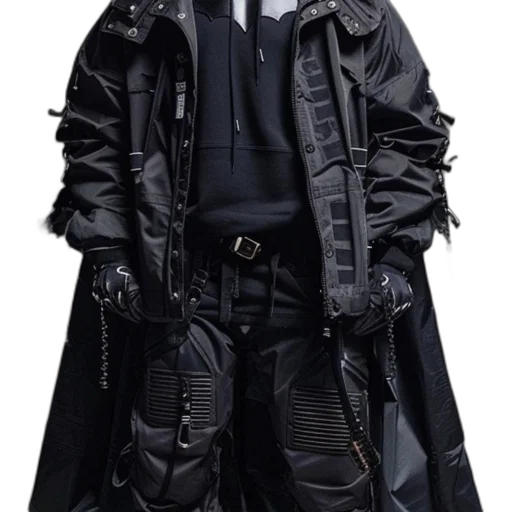 jacket, staff, mask, cyberpunk transparent PNG cut-out